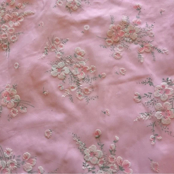 Vintage Size XS/2 Princess Style Pink Floral Maxi Dress with Bow Back - Picture 5 of 9